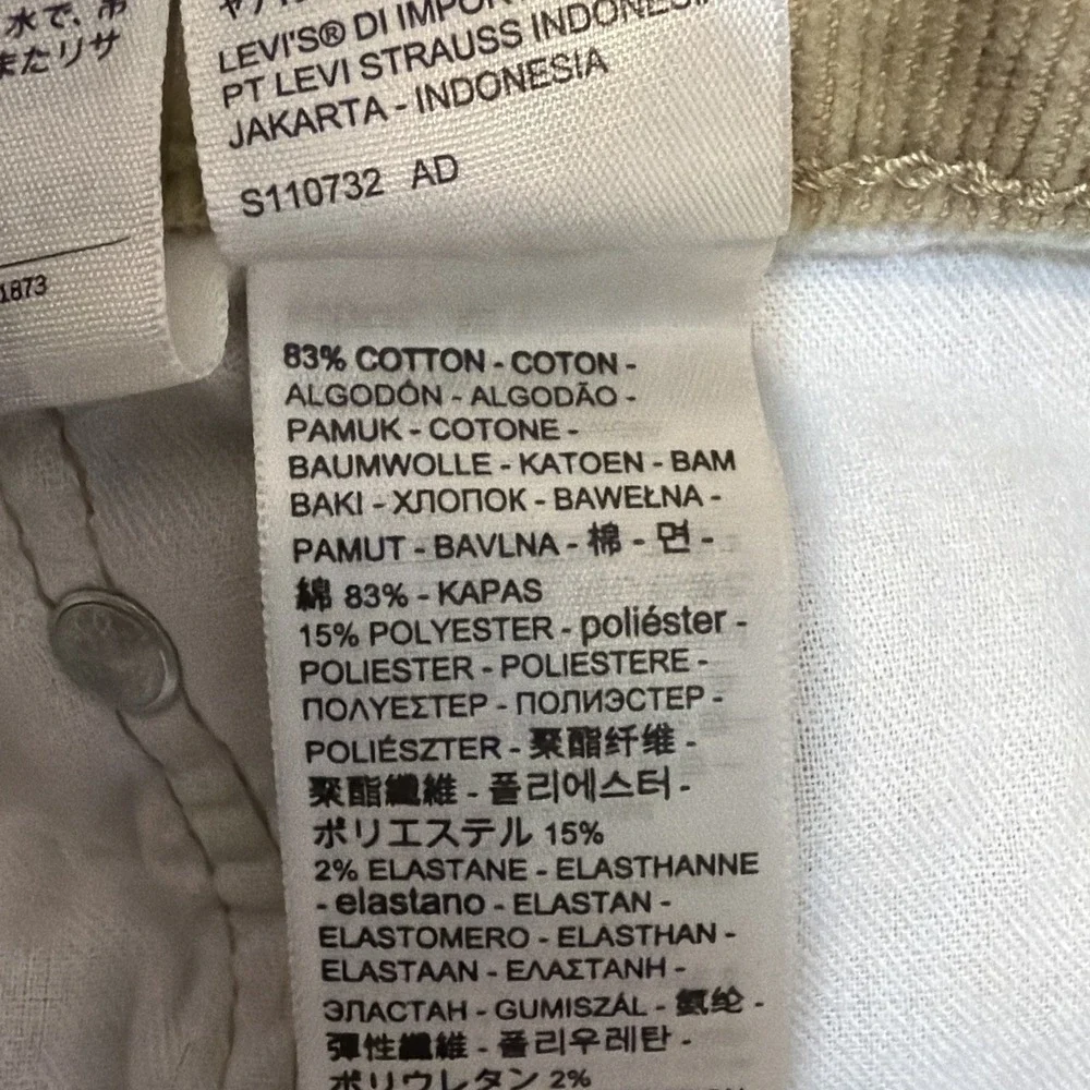 Levi's 512 Slim Taper Pants Mens 36x30 Tan Khaki Corduroy Stretch